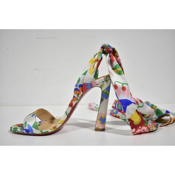 Christian Louboutin Crosse Du Desert 100 Bloomy Lace Up Tie Sandal Heel Pump 38 - Picture 8 of 12